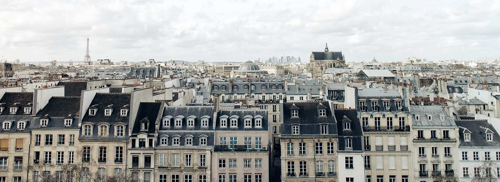 Vue panoramique sur les toits en zinc et les façades d'immeubles parisiens